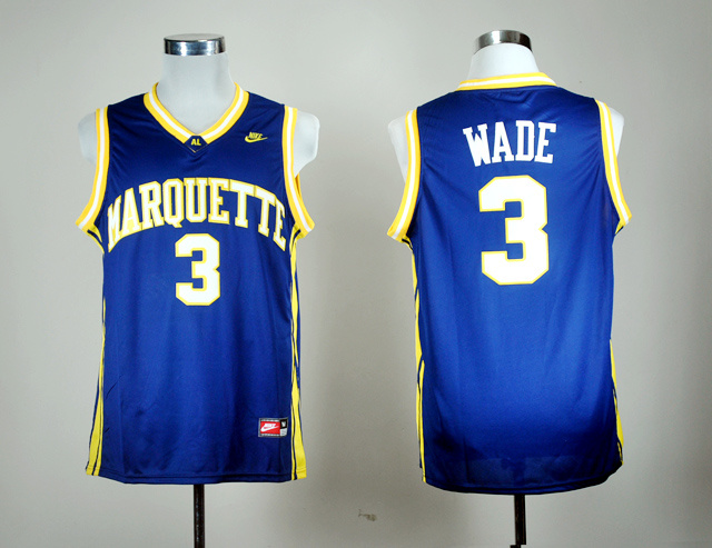 NCAA Marquette Golden Eagles 3 Dwyane Wade Blue College Basketball Jersey